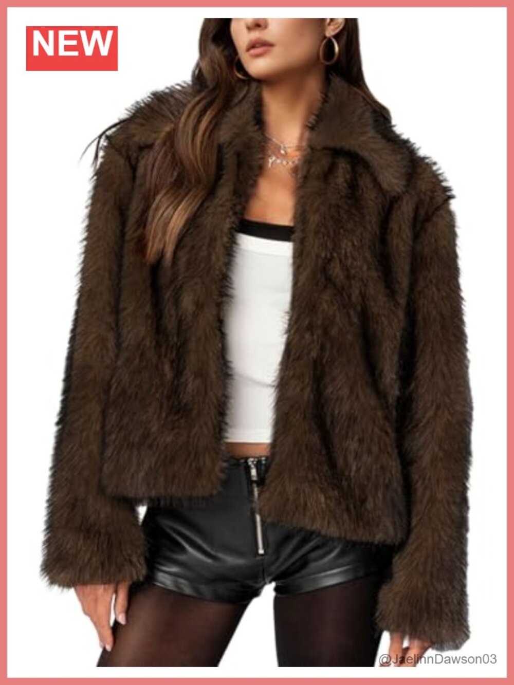 Faux Fur Coat Cropped Lapel Jacket Fluffy Open Front Fuzzy Winter Short Coat